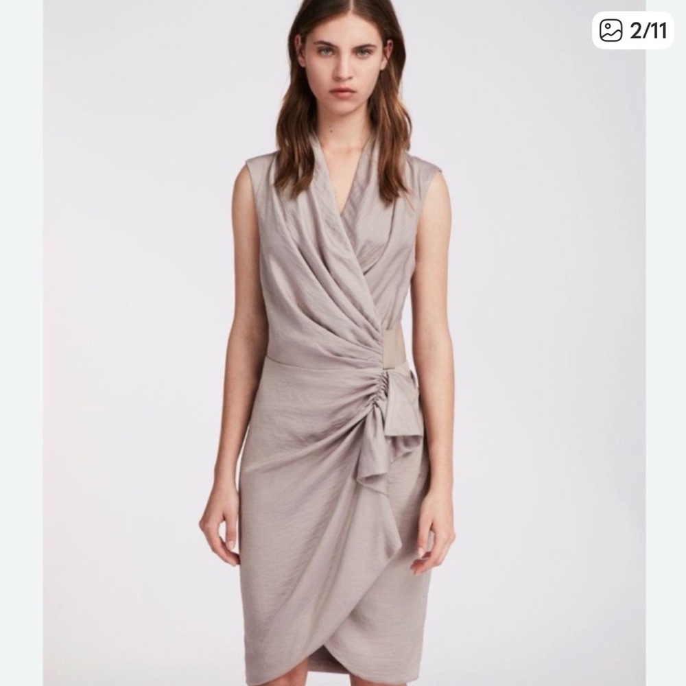 All Saints Cancity‎ Gathered Draped Sleeveless Wrap Dress Size 6